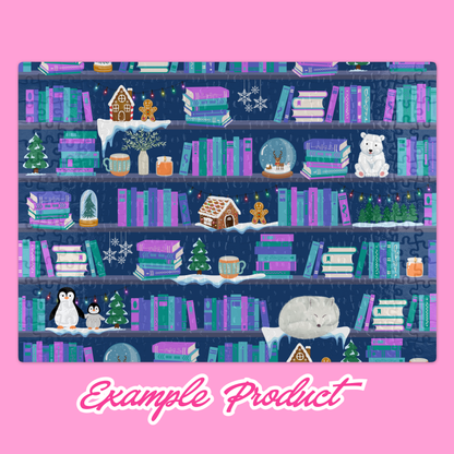 Winter Bookshelf Seamless Pattern