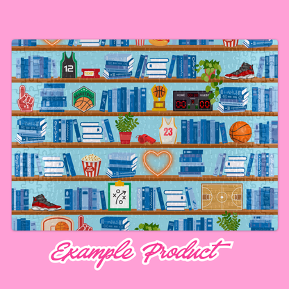 Basketball Romance Bookshelf Seamless Pattern