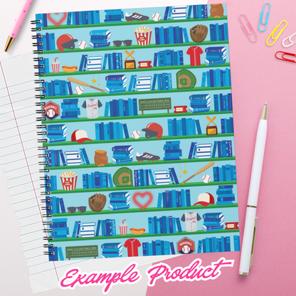 Baseball Romance Bookshelf Seamless Pattern