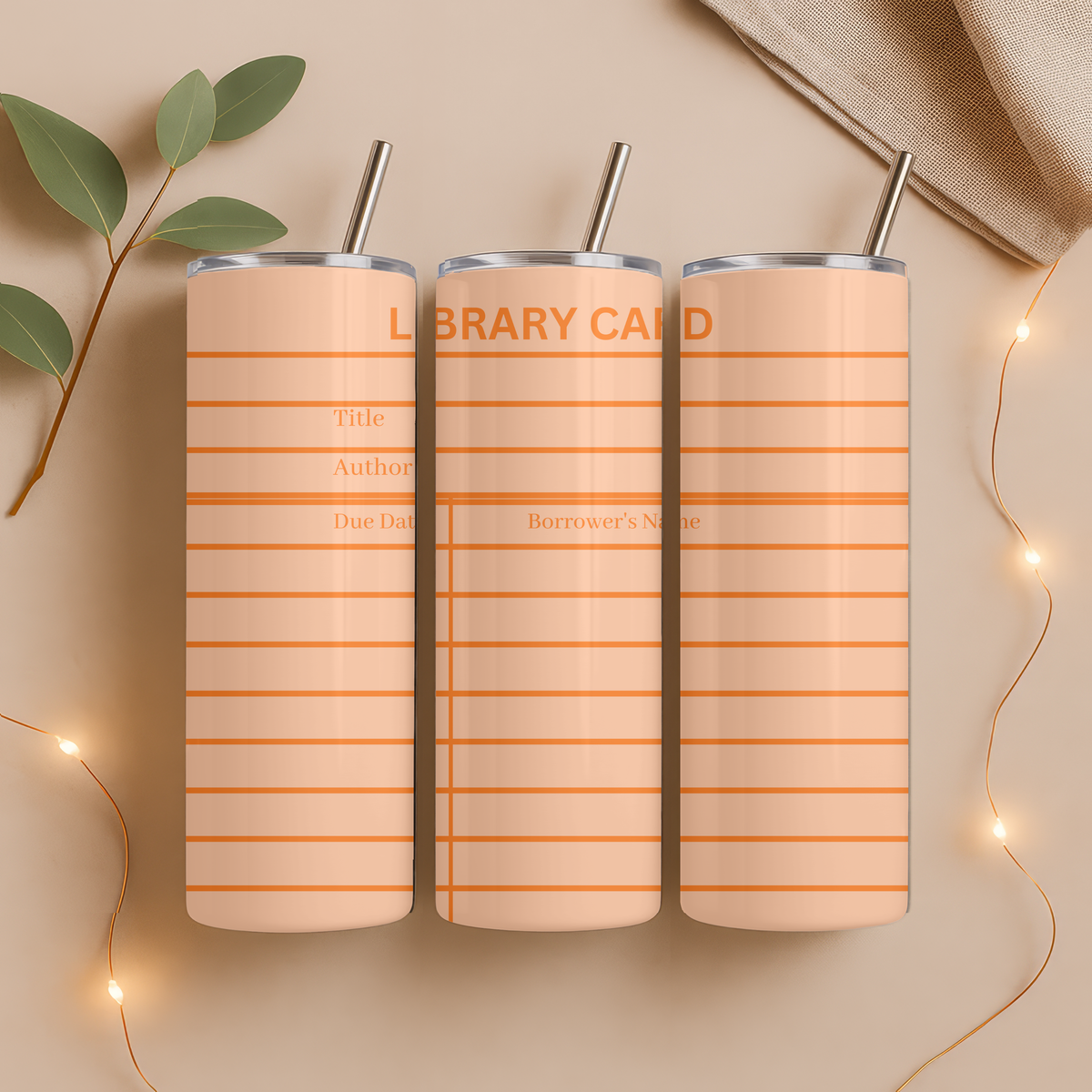 Orange Library Card Tumbler Wrap