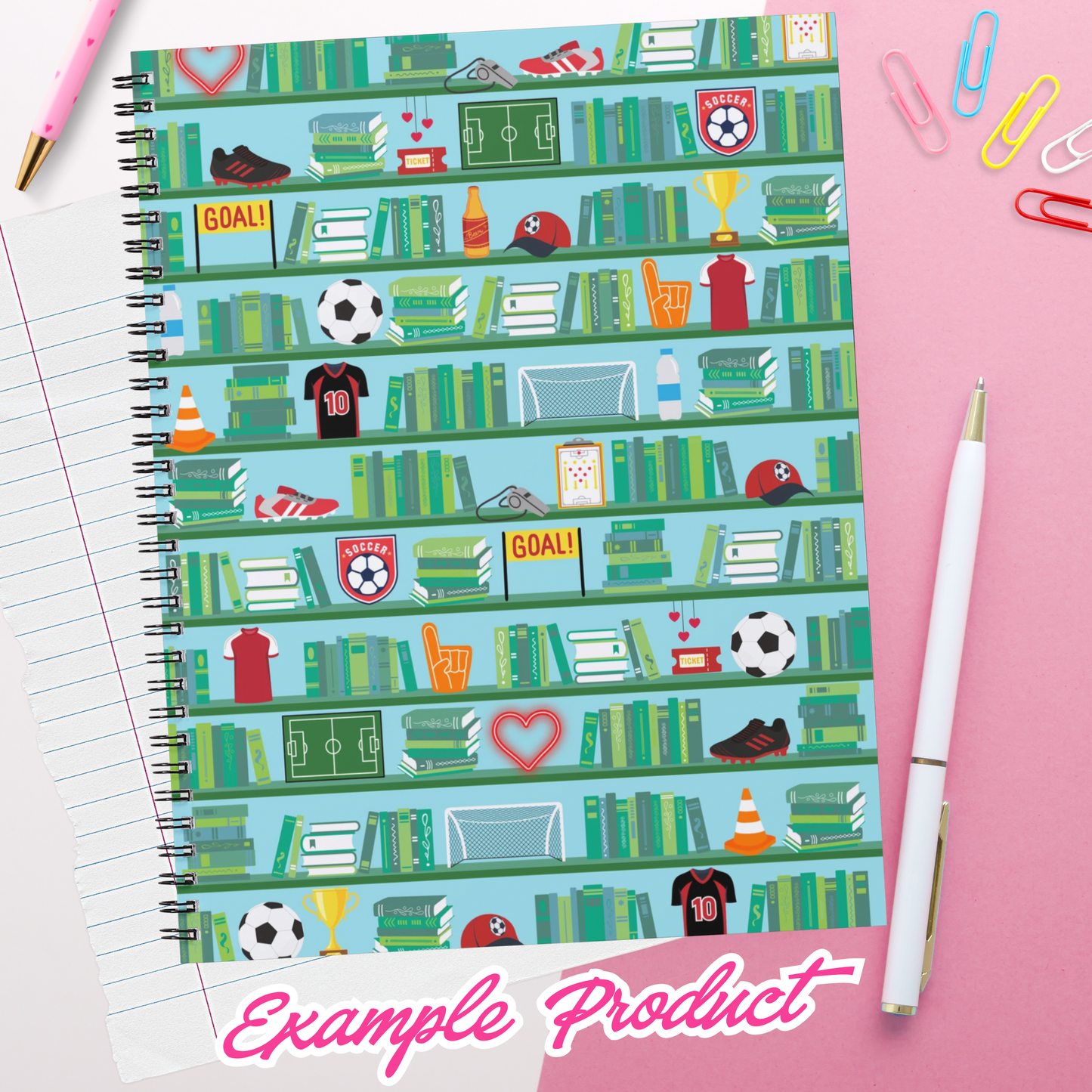 Soccer Romance Bookshelf Seamless Pattern