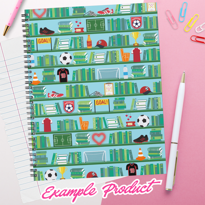 Soccer Romance Bookshelf Seamless Pattern