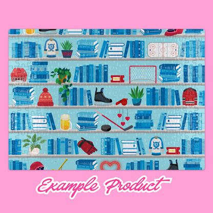 Hockey Romance Bookshelf Seamless Pattern