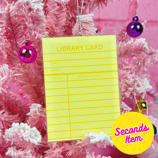 SECONDS: Yellow Library Card Ornament