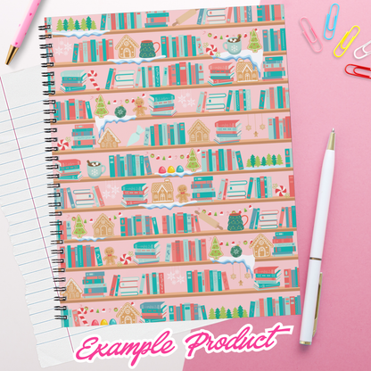 Gingerbread Bookshelf Seamless Pattern