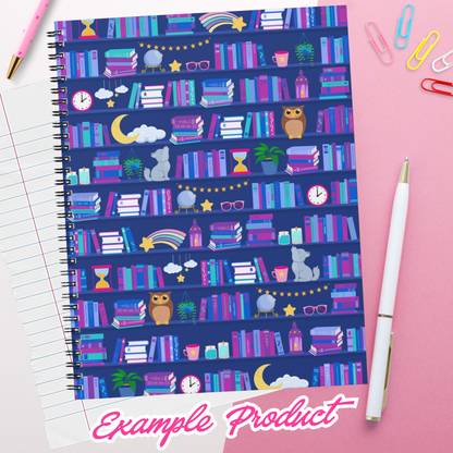 Late Night Reader Bookshelf Seamless Pattern