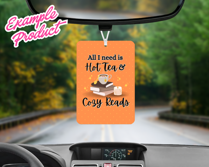 Hot Tea & Cozy Reads Car Freshener Design