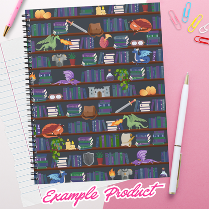 Dragon Rider Bookshelf Seamless Pattern