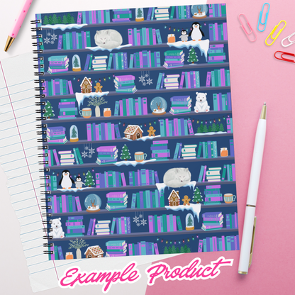 Winter Bookshelf Seamless Pattern