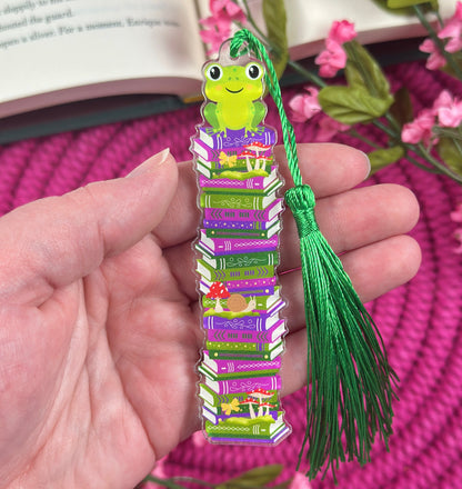 Frog Bookstack Acrylic Bookmark