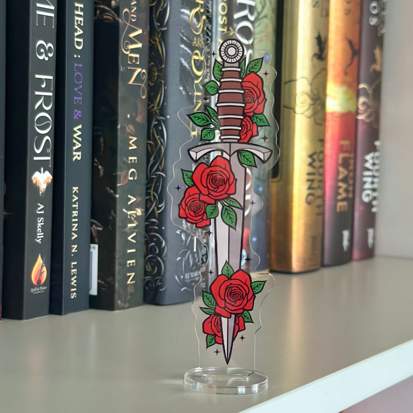 Rose Dagger Acrylic Bookshelf Decor