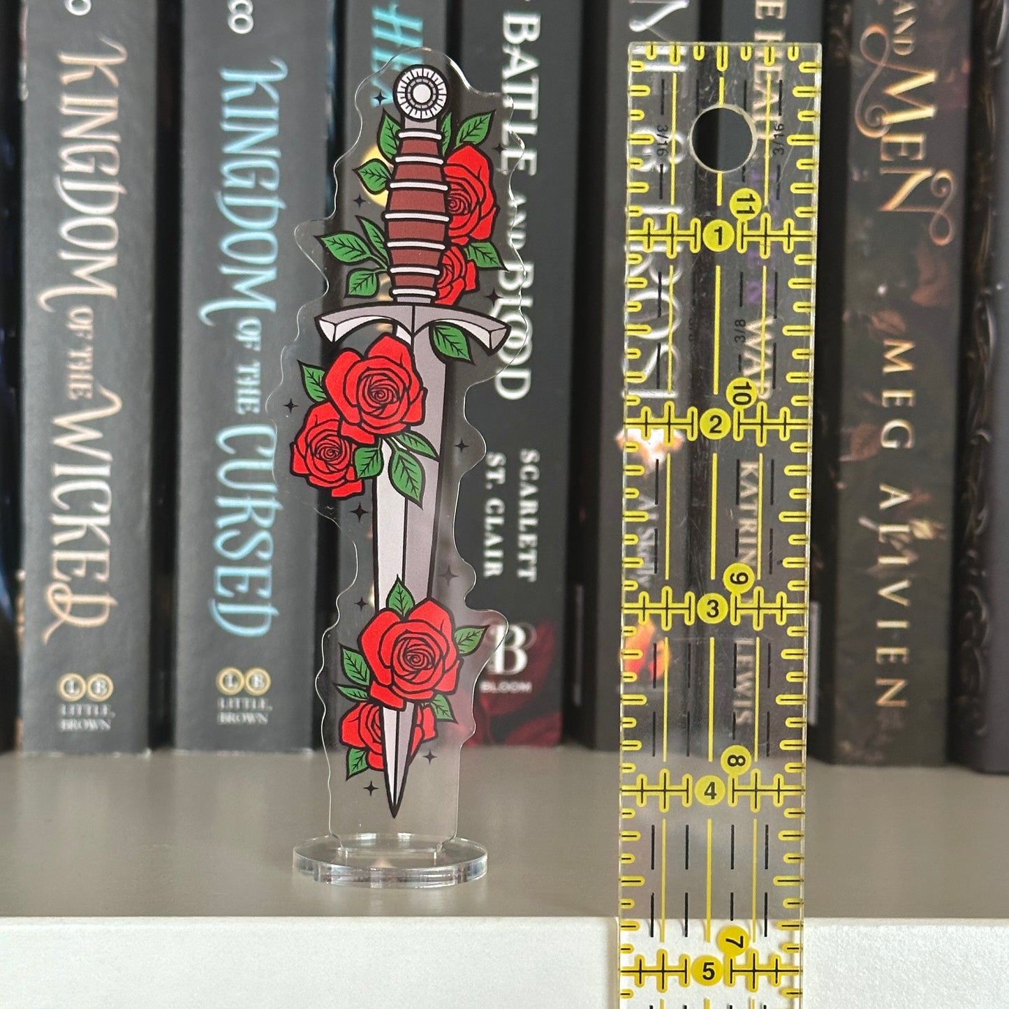 Rose Dagger Acrylic Bookshelf Decor