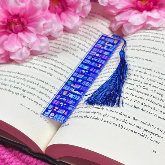 Late Night Reader Book Shelves Acrylic Bookmark