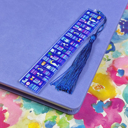 Late Night Reader Book Shelves Acrylic Bookmark