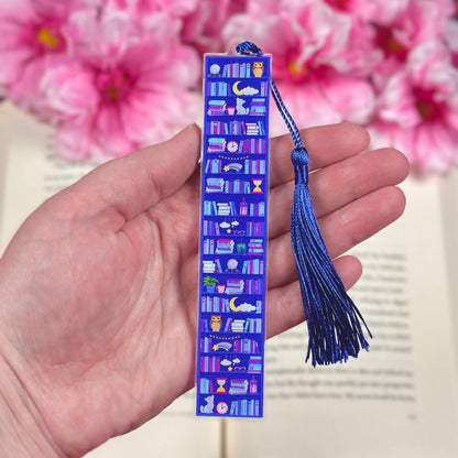 Late Night Reader Book Shelves Acrylic Bookmark