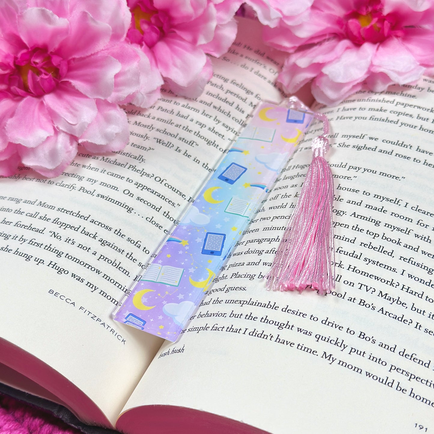 Late Night Reader Book Shelves Acrylic Bookmark