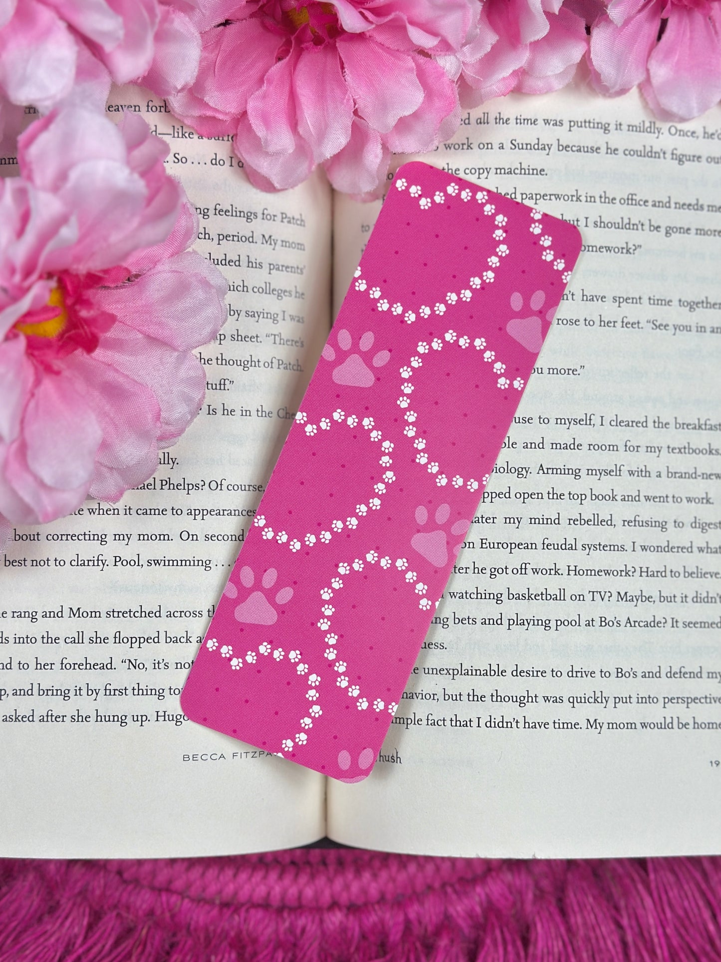 Pink Pawprints Bookmark