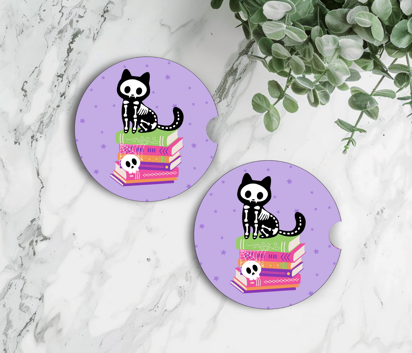 PREORDER: Skeleton Cat Car Coaster Set