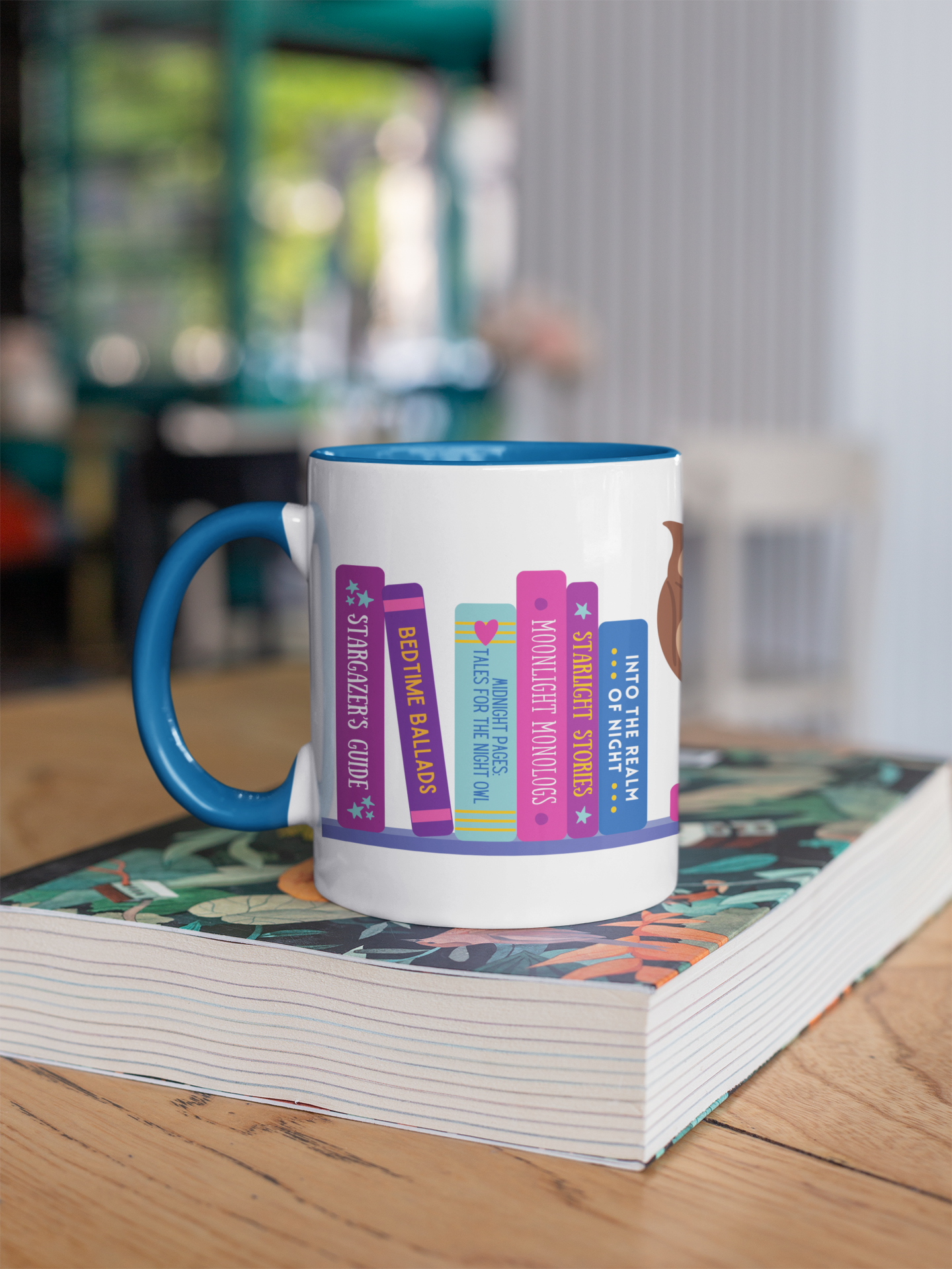 Late Night Reader Bookshelf Coffee Mug