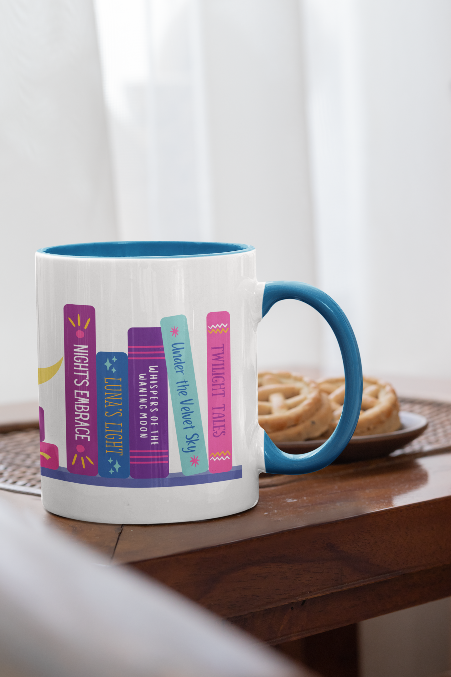 Late Night Reader Bookshelf Coffee Mug