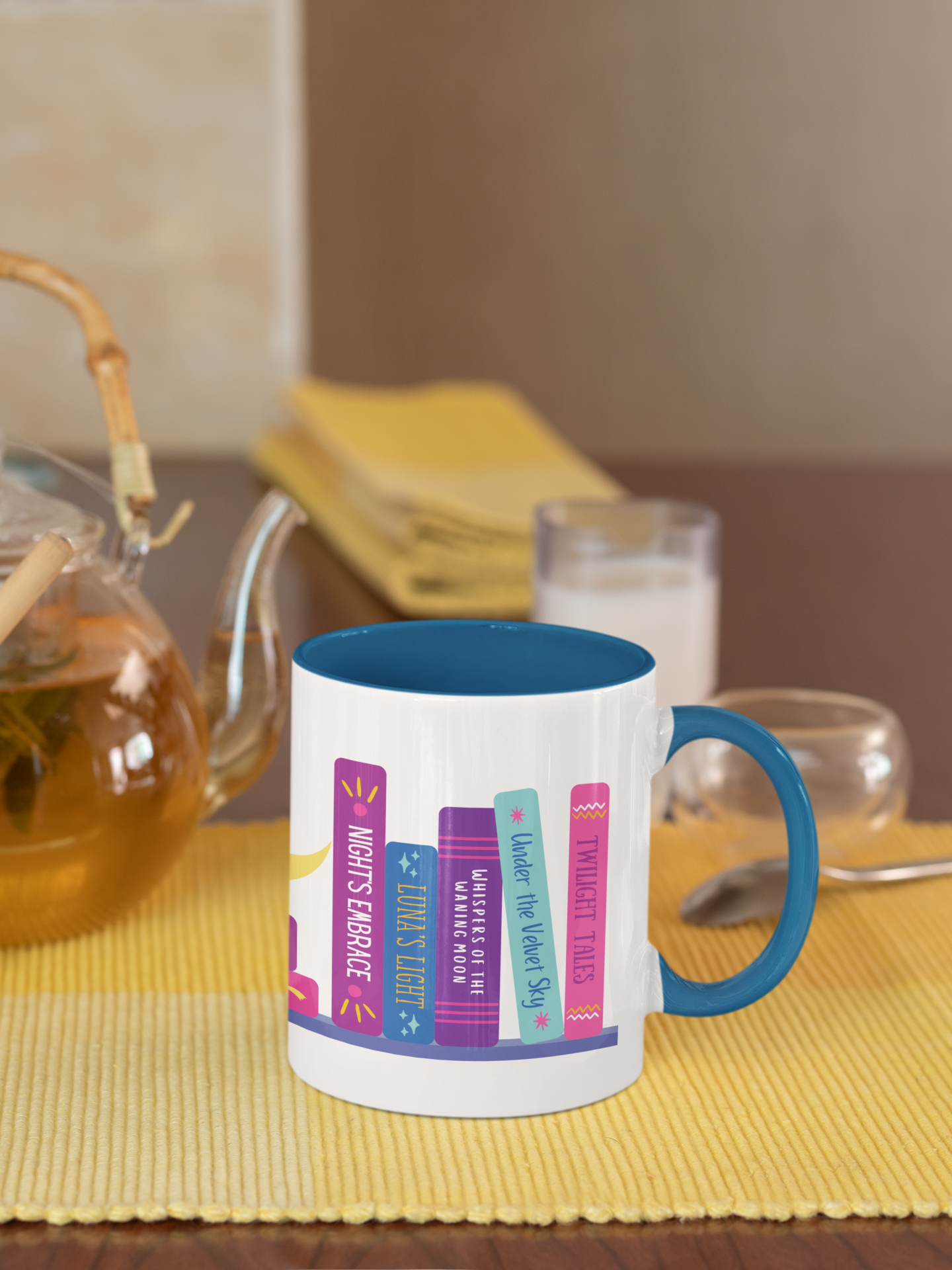 Late Night Reader Bookshelf Coffee Mug