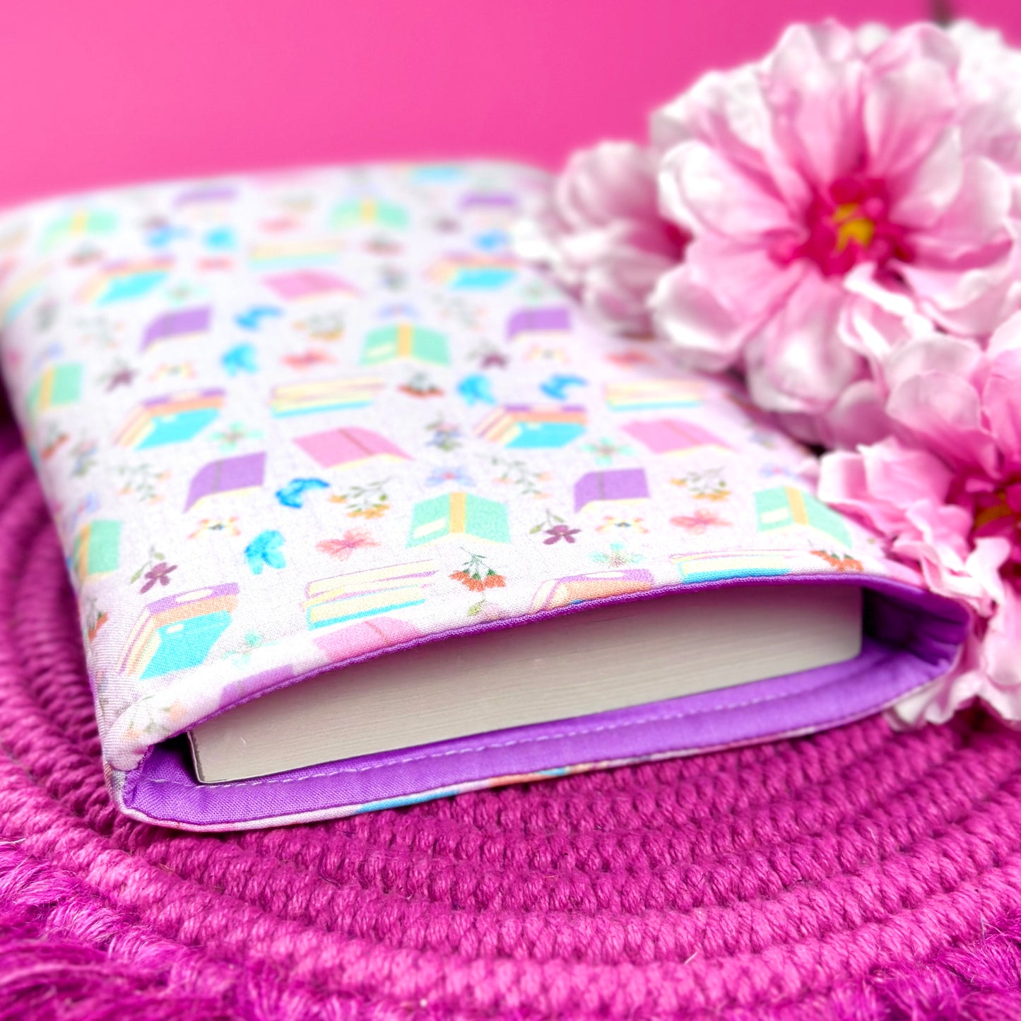 Purple Floral Book Sleeve