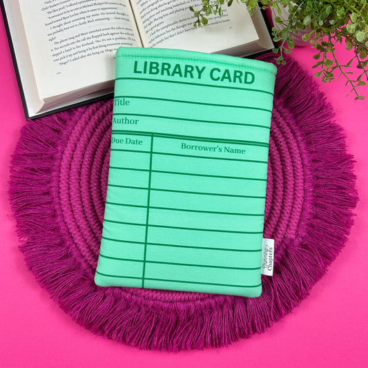 Green Library Card Book Sleeve