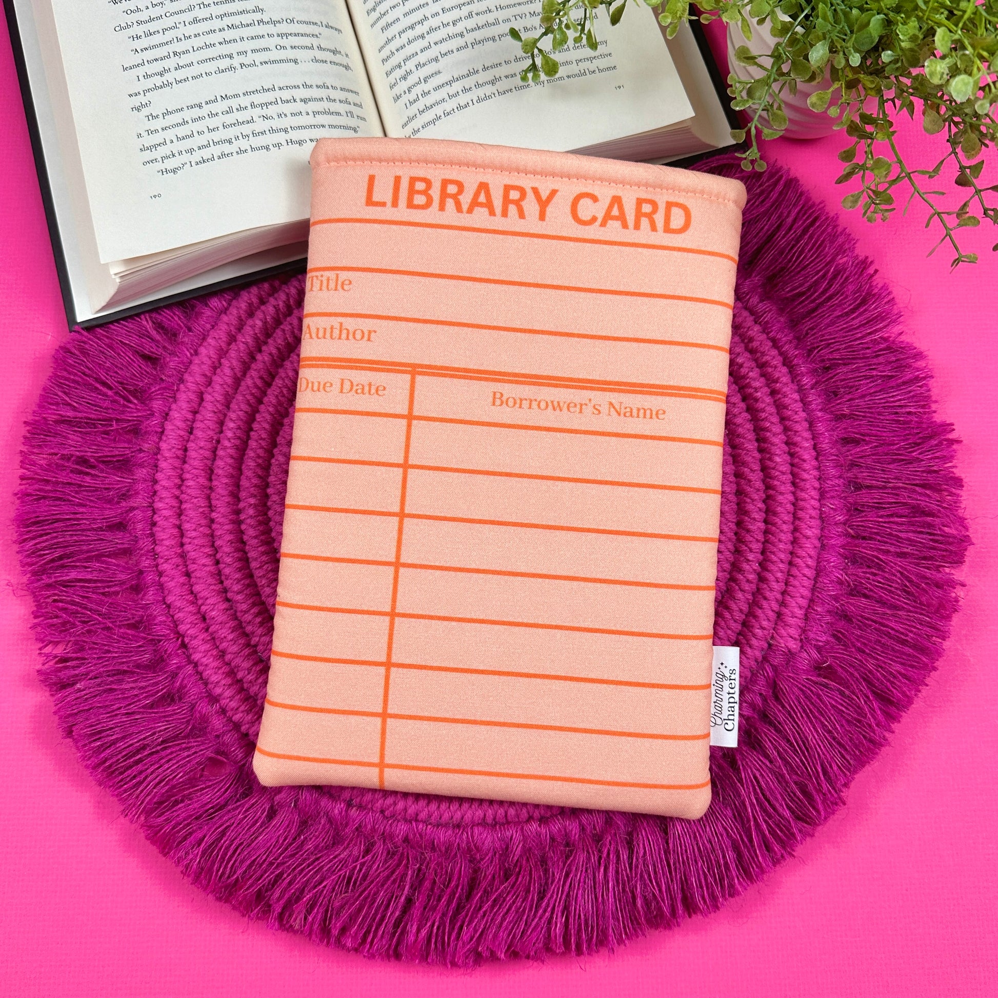 Orange Library Card Book Sleeve SMALL: 8