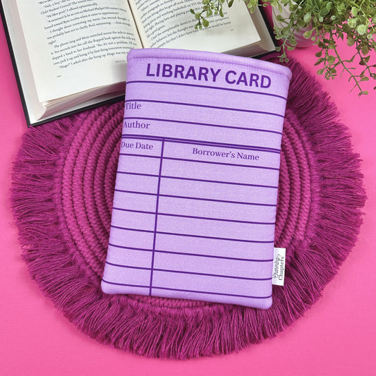 Purple Library Card Book Sleeve