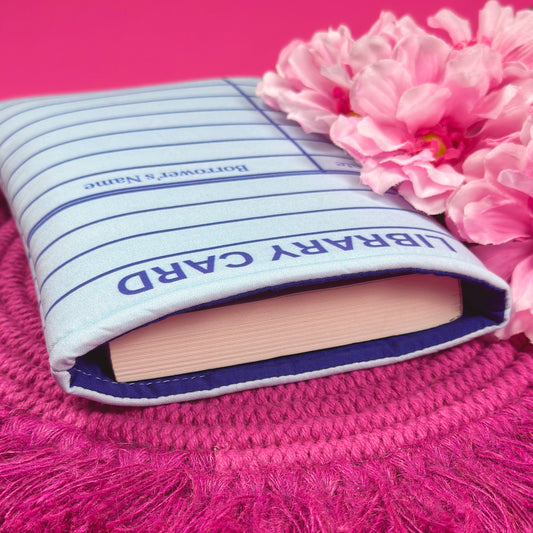 Blue Library Card Book Sleeve