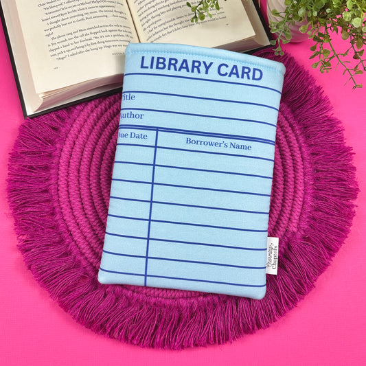 Blue Library Card Book Sleeve