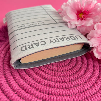 PREORDER: Light Gray Library Card Book Sleeve