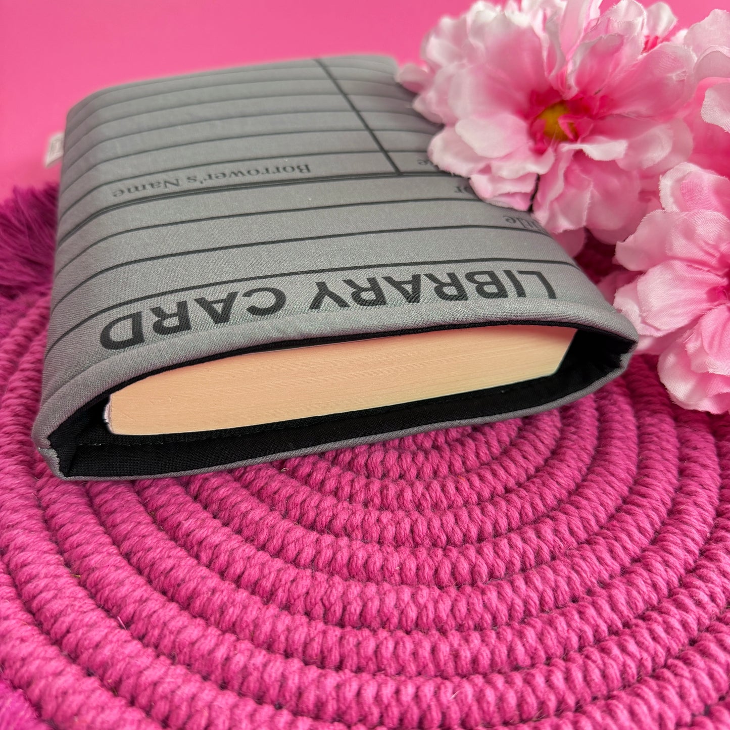 PREORDER: Gray & Black Library Card Book Sleeve