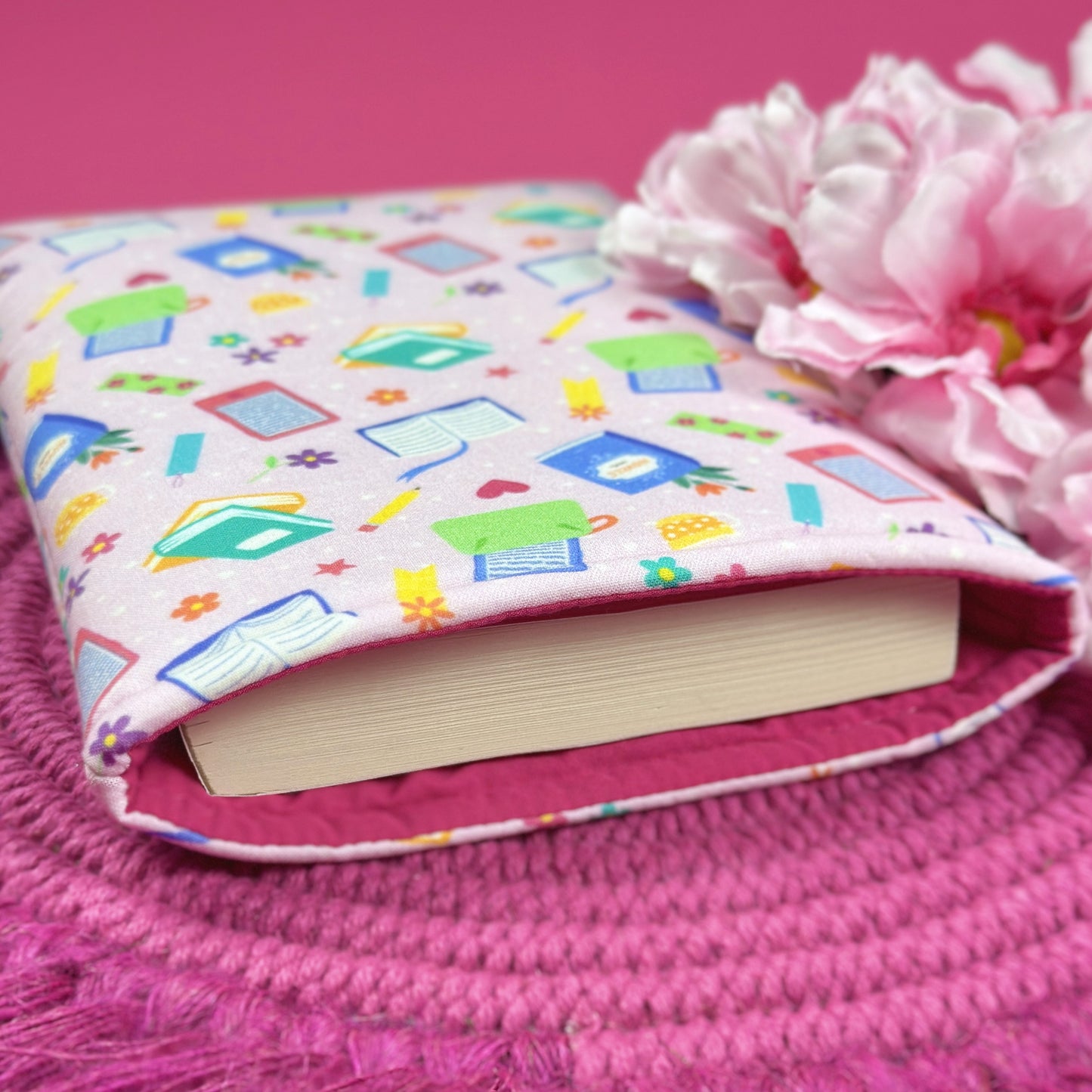 Pink Floral Book Sleeve