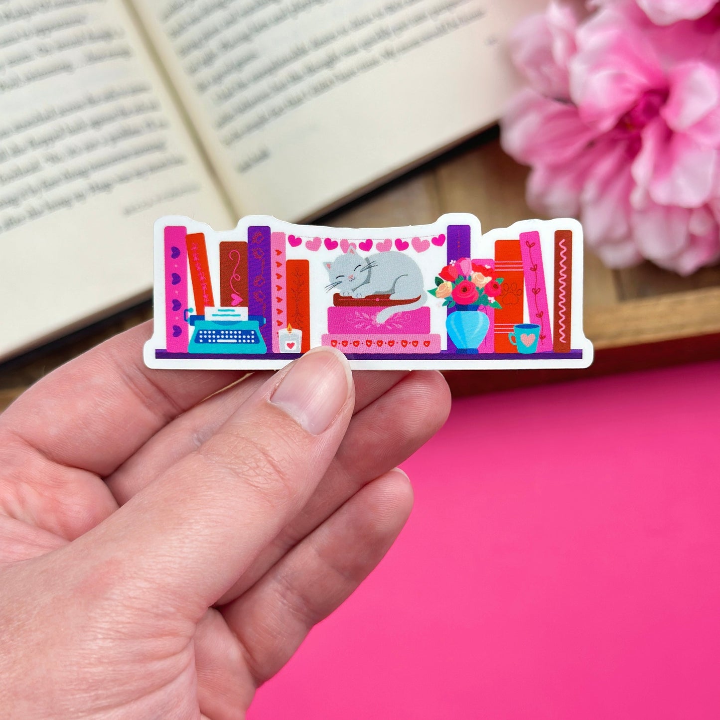 Cat Lover Bookshelf Sticker