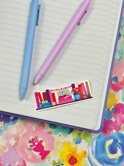 Cat Lover Bookshelf Sticker