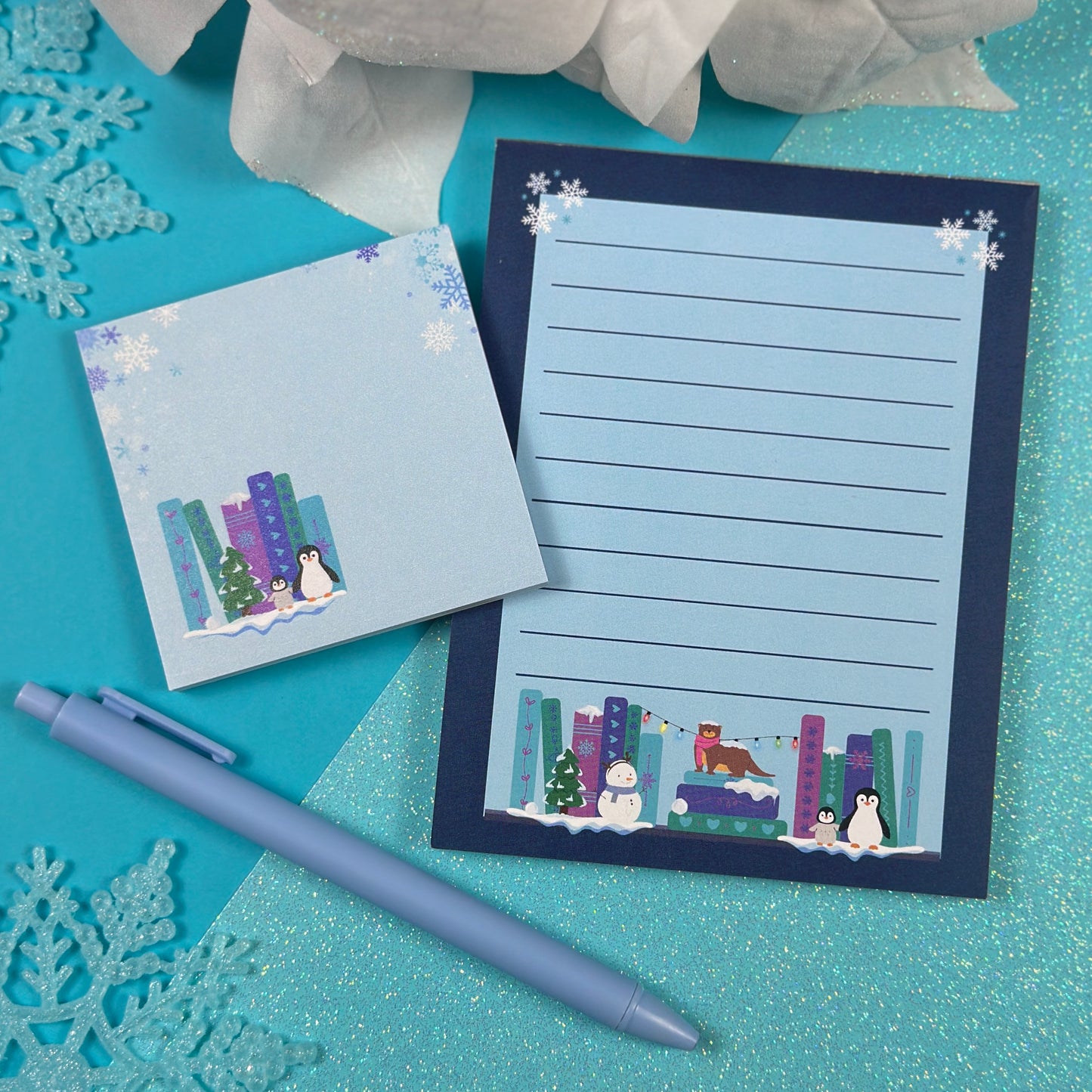 Winter Bookshelf Notepad