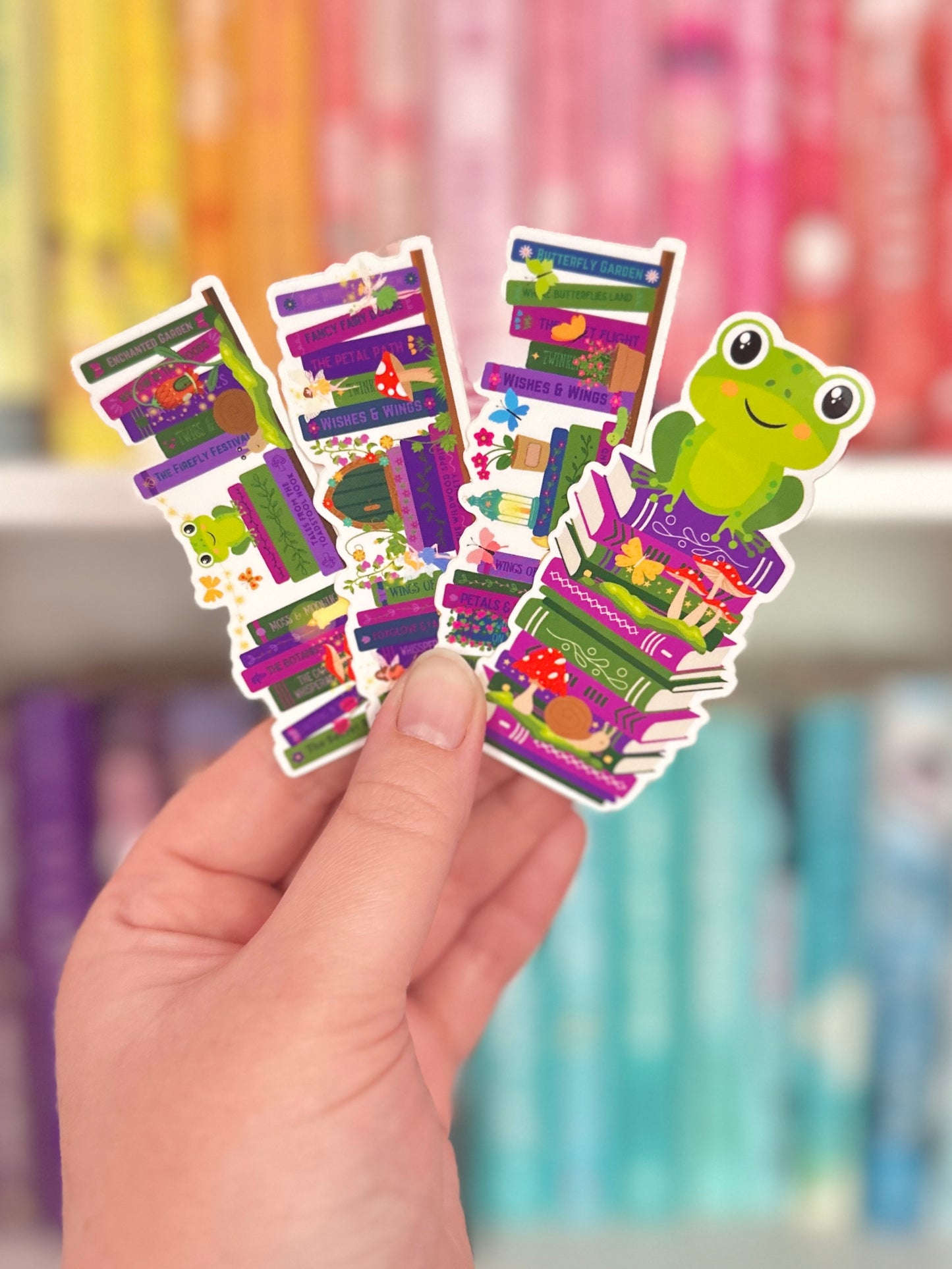Frog Bookstack Vinyl Sticker