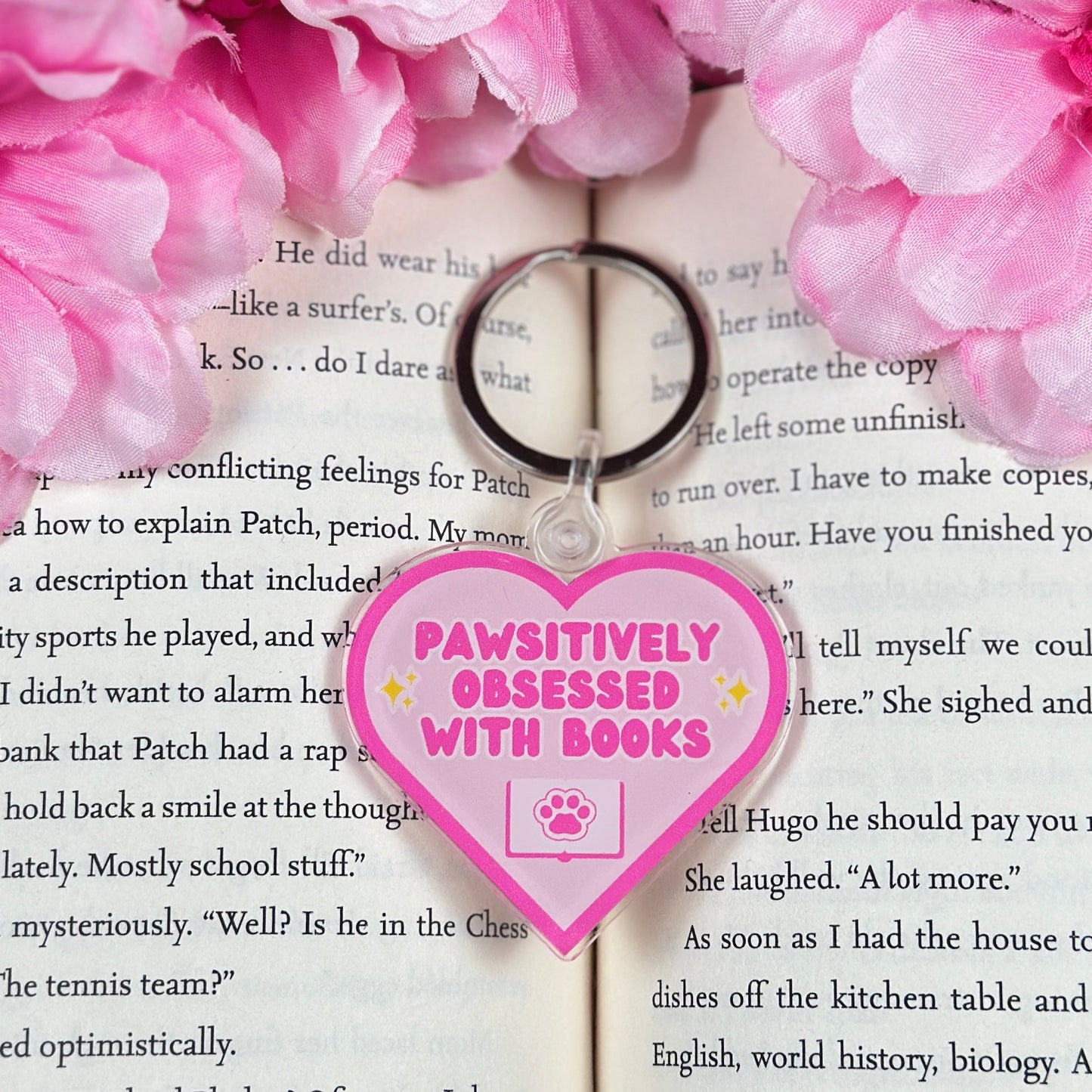 Pawsitively Obsessed with Books Acrylic Keychain