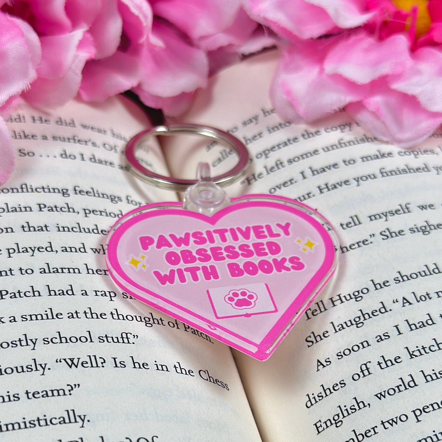 Pawsitively Obsessed with Books Acrylic Keychain