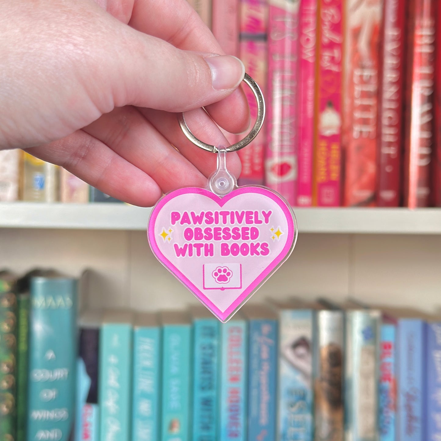 Pawsitively Obsessed with Books Acrylic Keychain