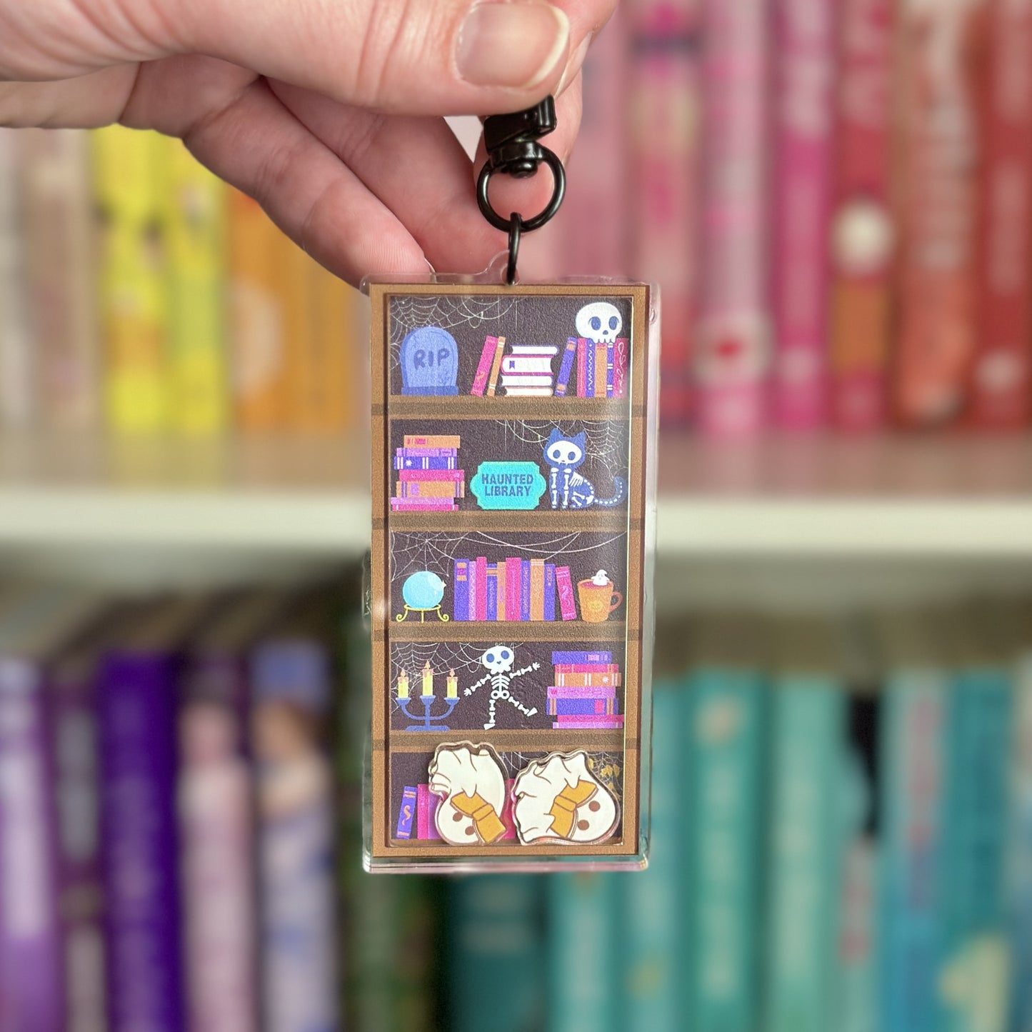 Haunted Library Shaker Keychain