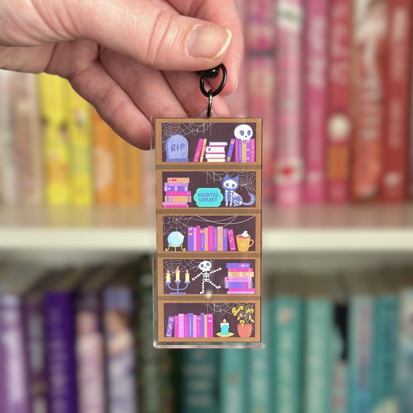 Haunted Library Shaker Keychain