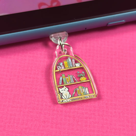 Cat Book Shelf Kindle Charm