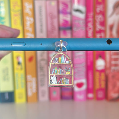 Cat Book Shelf Kindle Charm