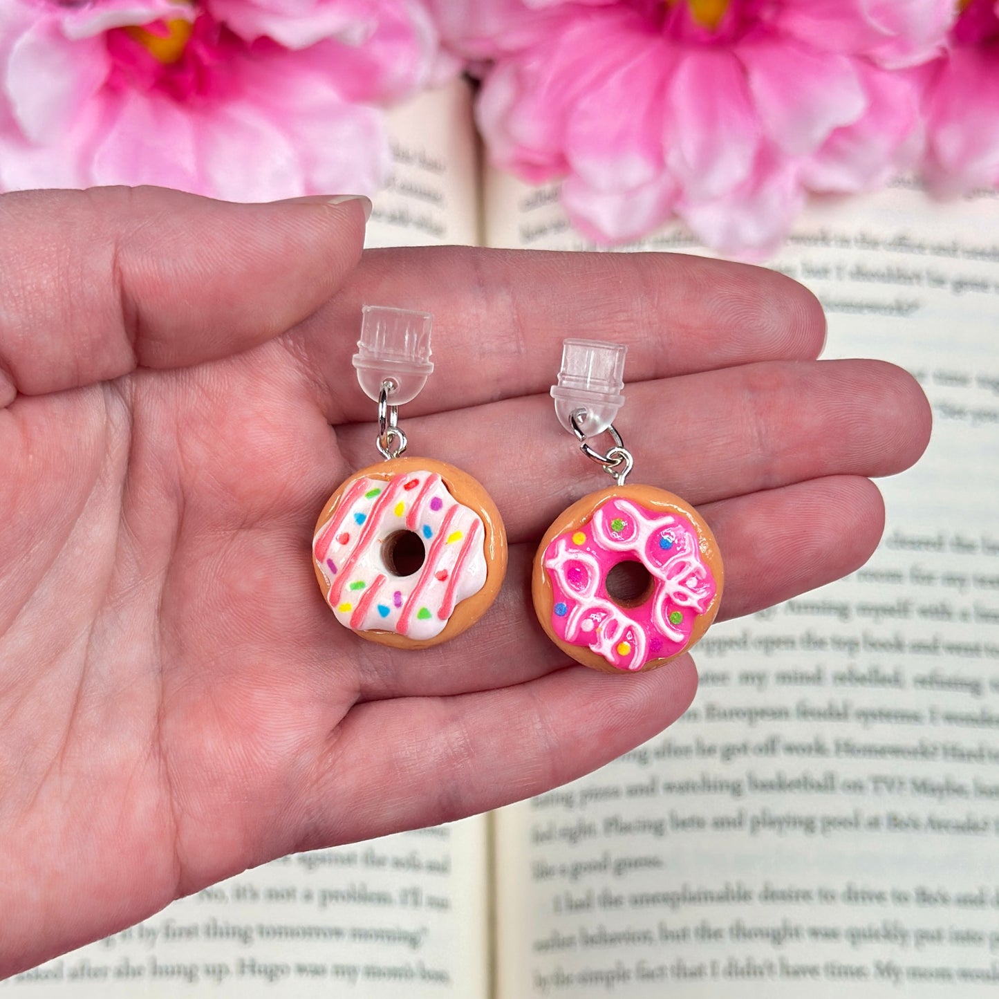 Pink & White Donut Kindle Charms