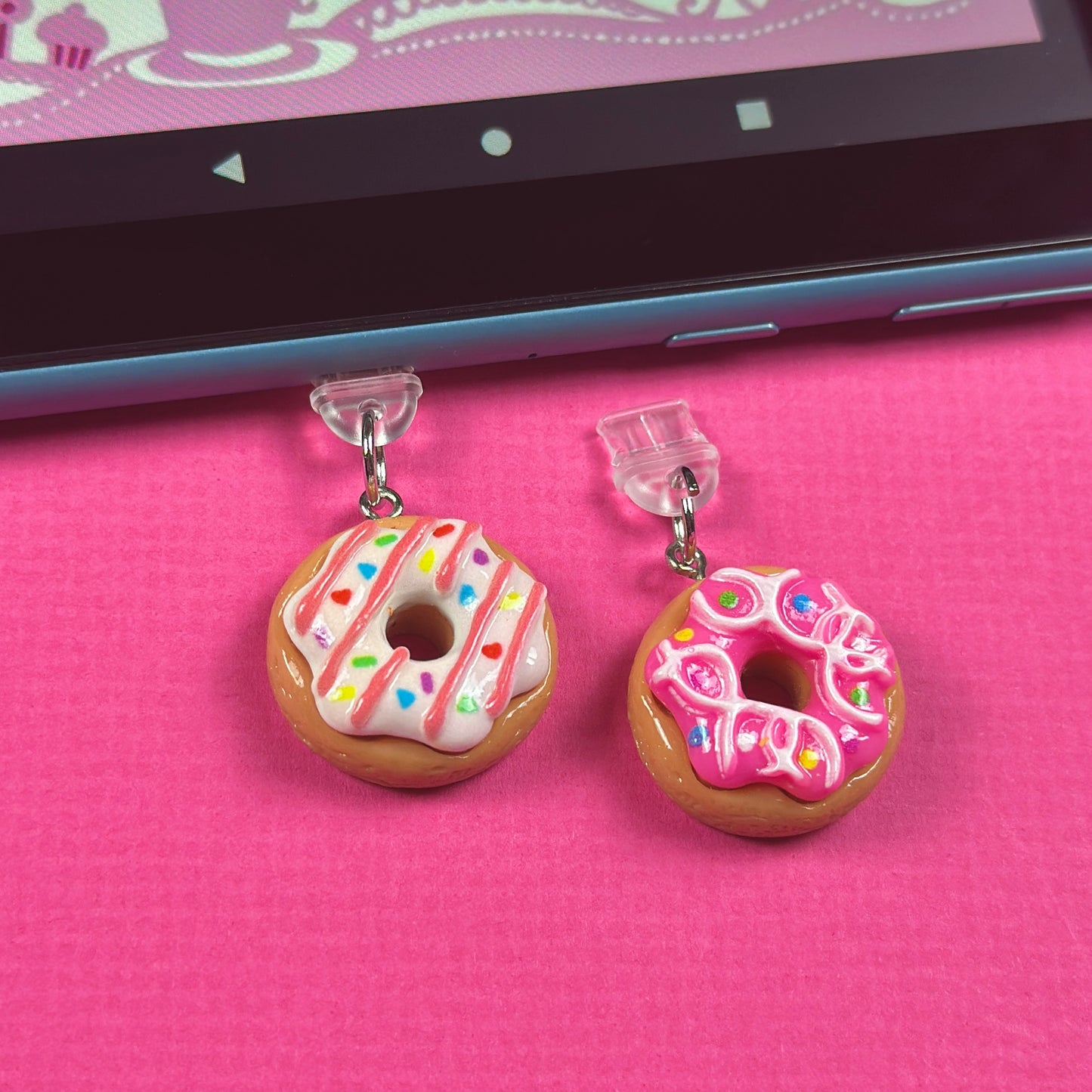 Pink & White Donut Kindle Charms