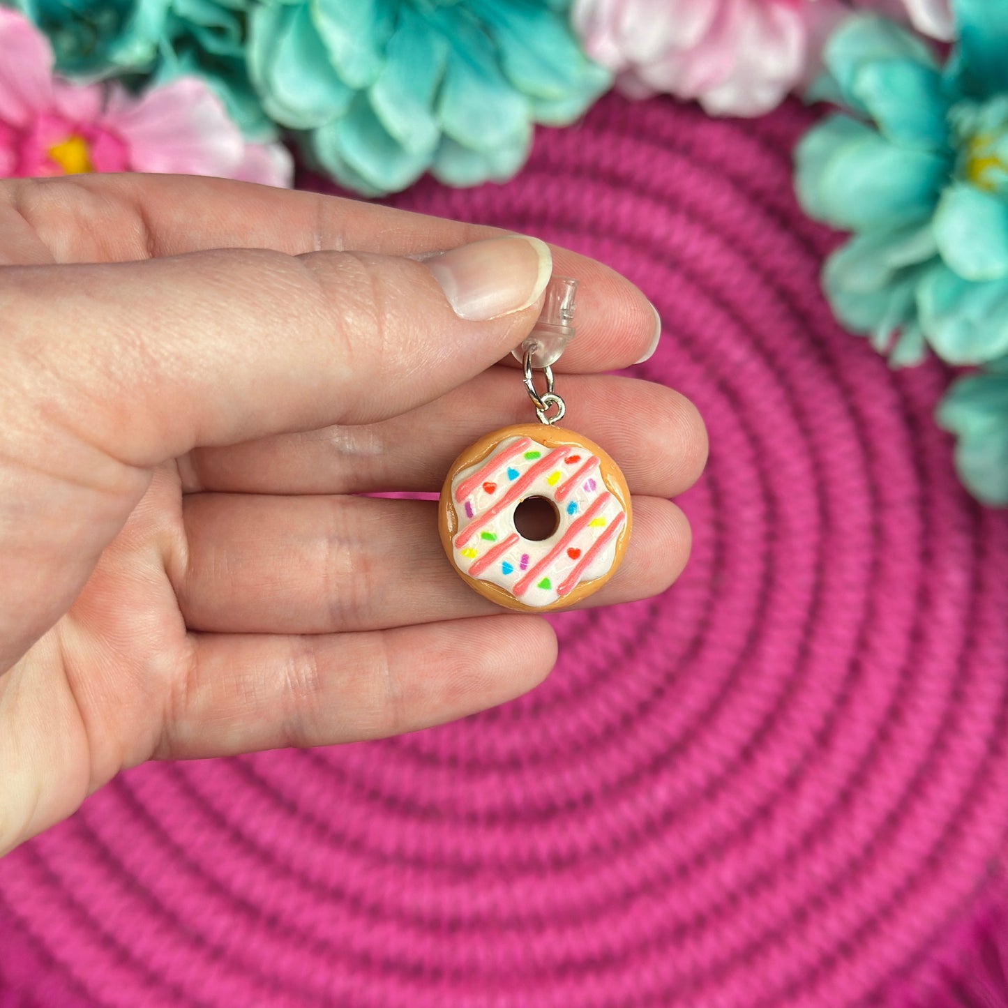 Pink & White Donut Kindle Charms