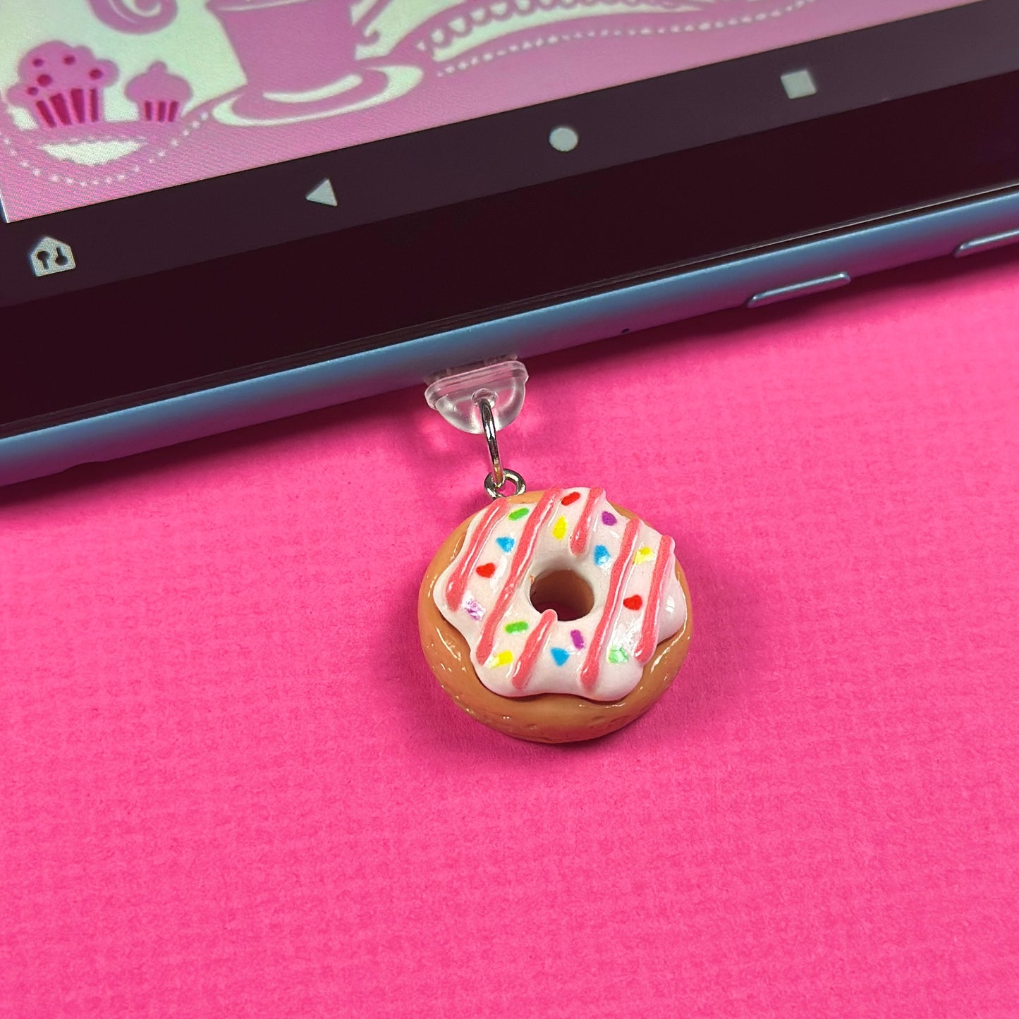 Pink & White Donut Kindle Charms