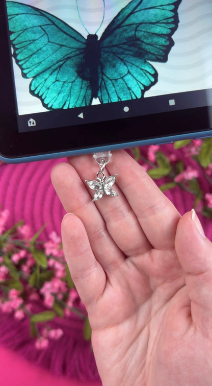 Rhinestone Butterfly Kindle Charm